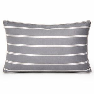Gray and White Striped Pillow 12x18